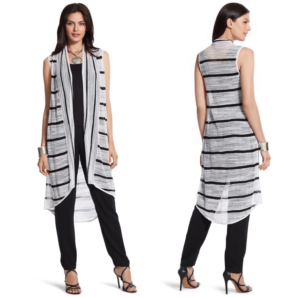 NWT Chico’s Alana Striped Long Sweater Vest Large